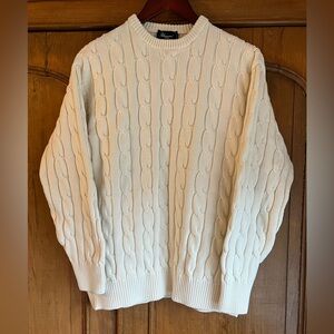 Blumarine Cream Cable Knit Crewneck Sweater